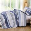 imageDintszyayue Quilt Queen Size Grey White 3 Pieces Boho Striped Bedspread Bedding for Queen Size Bed Soft Lightweight Microfiber Bohemian Coverlet Set for All Season Quilts with 2 PillowcasesNavy