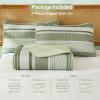 imageDintszyayue Quilt Queen Size Grey White 3 Pieces Boho Striped Bedspread Bedding for Queen Size Bed Soft Lightweight Microfiber Bohemian Coverlet Set for All Season Quilts with 2 PillowcasesSage Green01