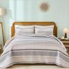 imageDintszyayue Quilt Queen Size Grey White 3 Pieces Boho Striped Bedspread Bedding for Queen Size Bed Soft Lightweight Microfiber Bohemian Coverlet Set for All Season Quilts with 2 PillowcasesKhaki Grey