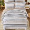 imageDintszyayue Quilt Queen Size Grey White 3 Pieces Boho Striped Bedspread Bedding for Queen Size Bed Soft Lightweight Microfiber Bohemian Coverlet Set for All Season Quilts with 2 PillowcasesKhaki Grey