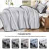 imageDintszyayue Quilt Queen Size Grey White 3 Pieces Boho Striped Bedspread Bedding for Queen Size Bed Soft Lightweight Microfiber Bohemian Coverlet Set for All Season Quilts with 2 PillowcasesGrey