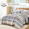 imageDintszyayue Quilt Queen Size Grey White 3 Pieces Boho Striped Bedspread Bedding for Queen Size Bed Soft Lightweight Microfiber Bohemian Coverlet Set for All Season Quilts with 2 PillowcasesSage Grey