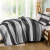 imageDintszyayue Quilt Queen Size Grey White 3 Pieces Boho Striped Bedspread Bedding for Queen Size Bed Soft Lightweight Microfiber Bohemian Coverlet Set for All Season Quilts with 2 PillowcasesBlack White