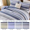 imageDintszyayue Quilt Queen Size Grey White 3 Pieces Boho Striped Bedspread Bedding for Queen Size Bed Soft Lightweight Microfiber Bohemian Coverlet Set for All Season Quilts with 2 PillowcasesNavy