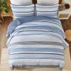 imageDintszyayue Quilt Queen Size Grey White 3 Pieces Boho Striped Bedspread Bedding for Queen Size Bed Soft Lightweight Microfiber Bohemian Coverlet Set for All Season Quilts with 2 PillowcasesBlue