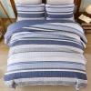 imageDintszyayue Quilt Queen Size Grey White 3 Pieces Boho Striped Bedspread Bedding for Queen Size Bed Soft Lightweight Microfiber Bohemian Coverlet Set for All Season Quilts with 2 PillowcasesNavy