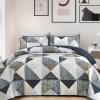 imageDintszyayue Navy Blue Quilt King Size 3 Pieces Patchwork Bedspread Bedding for King Size Bed Soft Lightweight Microfiber Geometric Coverlet Set for All Spring Quilt with 2 Pillowcases104 x90Grey Blue