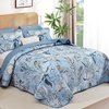 image:imageDintszyayue Quilt Queen Size Blue 3 Pieces Boho Floral Bedspread Bedding for Queen Size Bed Soft Lightweight Microfiber Coverlet Set for All Season Quilt with 2 PillowcasesBlue