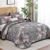 image:imageDintszyayue Quilt Queen Size Blue 3 Pieces Boho Floral Bedspread Bedding for Queen Size Bed Soft Lightweight Microfiber Coverlet Set for All Season Quilt with 2 PillowcasesGrey