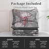 image:imageDintszyayue Quilt Queen Size Blue 3 Pieces Boho Floral Bedspread Bedding for Queen Size Bed Soft Lightweight Microfiber Coverlet Set for All Season Quilt with 2 PillowcasesGrey