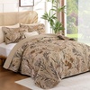 image:imageDintszyayue Quilt Queen Size Blue 3 Pieces Boho Floral Bedspread Bedding for Queen Size Bed Soft Lightweight Microfiber Coverlet Set for All Season Quilt with 2 PillowcasesBrown