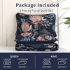 image:imageDintszyayue Quilt Queen Size Blue 3 Pieces Boho Floral Bedspread Bedding for Queen Size Bed Soft Lightweight Microfiber Coverlet Set for All Season Quilt with 2 PillowcasesNavy