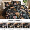 image:imageDintszyayue Quilt Queen Size Blue 3 Pieces Boho Floral Bedspread Bedding for Queen Size Bed Soft Lightweight Microfiber Coverlet Set for All Season Quilt with 2 PillowcasesBlack