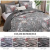 image:imageDintszyayue Quilt Queen Size Blue 3 Pieces Boho Floral Bedspread Bedding for Queen Size Bed Soft Lightweight Microfiber Coverlet Set for All Season Quilt with 2 PillowcasesGrey