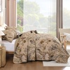 image:imageDintszyayue Quilt Queen Size Blue 3 Pieces Boho Floral Bedspread Bedding for Queen Size Bed Soft Lightweight Microfiber Coverlet Set for All Season Quilt with 2 PillowcasesBrown