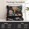 image:imageDintszyayue Quilt Queen Size Blue 3 Pieces Boho Floral Bedspread Bedding for Queen Size Bed Soft Lightweight Microfiber Coverlet Set for All Season Quilt with 2 PillowcasesBlack