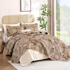 image:imageDintszyayue Quilt Queen Size Blue 3 Pieces Boho Floral Bedspread Bedding for Queen Size Bed Soft Lightweight Microfiber Coverlet Set for All Season Quilt with 2 PillowcasesBrown