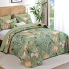 image:imageDintszyayue Quilt Queen Size Blue 3 Pieces Boho Floral Bedspread Bedding for Queen Size Bed Soft Lightweight Microfiber Coverlet Set for All Season Quilt with 2 PillowcasesGreen