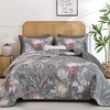 image:imageDintszyayue Quilt Queen Size Blue 3 Pieces Boho Floral Bedspread Bedding for Queen Size Bed Soft Lightweight Microfiber Coverlet Set for All Season Quilt with 2 PillowcasesGrey